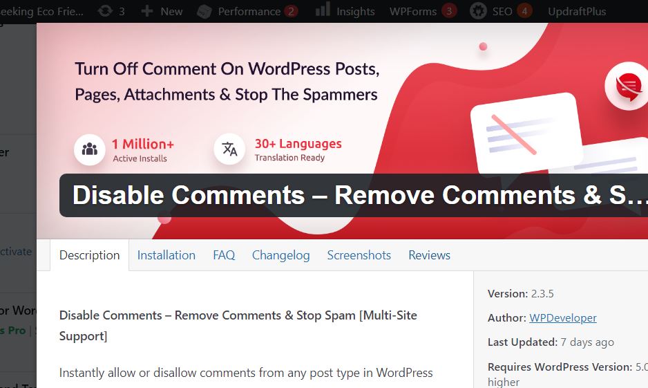 disable comments plugin